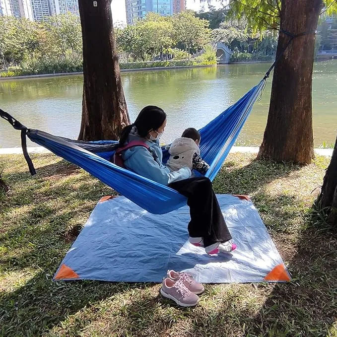 Orga'Neat Pocket Picnic Blanket, Sandproof Lightweight Pocket Camping Tarp, 55″x60″ Foldable & Fits into Small Bag, Water Resistant Washable Quick Dry Compact Beach Mat for Outdoor Recreation