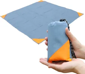Orga'Neat Pocket Picnic Blanket, Sandproof Lightweight Pocket Camping Tarp, 55″x60″ Foldable & Fits into Small Bag, Water Resistant Washable Quick Dry Compact Beach Mat for Outdoor Recreation