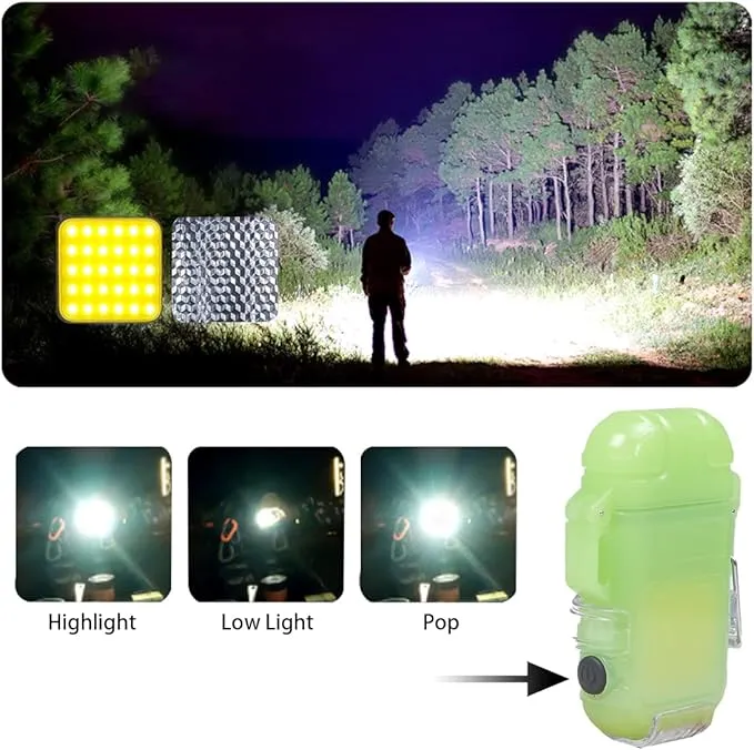 Outdoor Arc Electric Lighter USB Rechargeable Lighter LED Flashlight Double Arc Plasma Lighter Perfect for Camping Hiking Traveling (Noctilucent)