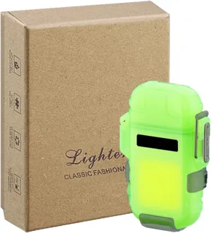 Outdoor Arc Electric Lighter USB Rechargeable Lighter LED Flashlight Double Arc Plasma Lighter Perfect for Camping Hiking Traveling (Noctilucent)