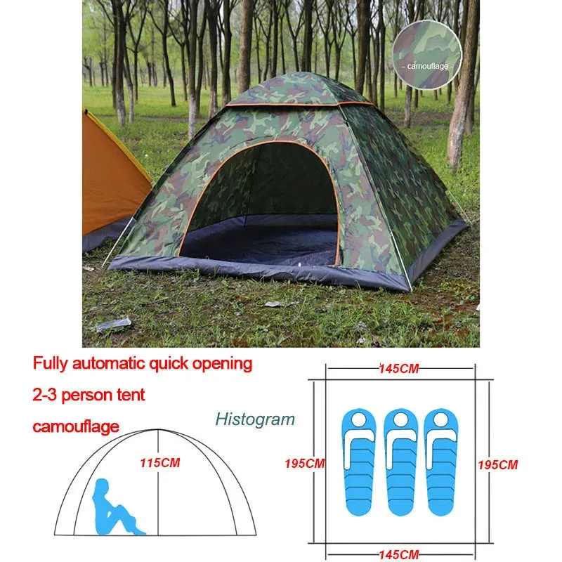 Outdoor Automatic Pop Up Camping Tent 1-4 Person Family Multiple Models Easy Open Hiking Travelling Tents