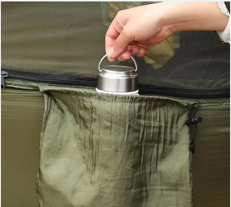 Outdoor Camping Hammock with Mosquito net, Anti-Mosquito Automatic Quick-Opening strut, Anti-Rollover Hammock, Outdoor Indoor Hammock Swing
