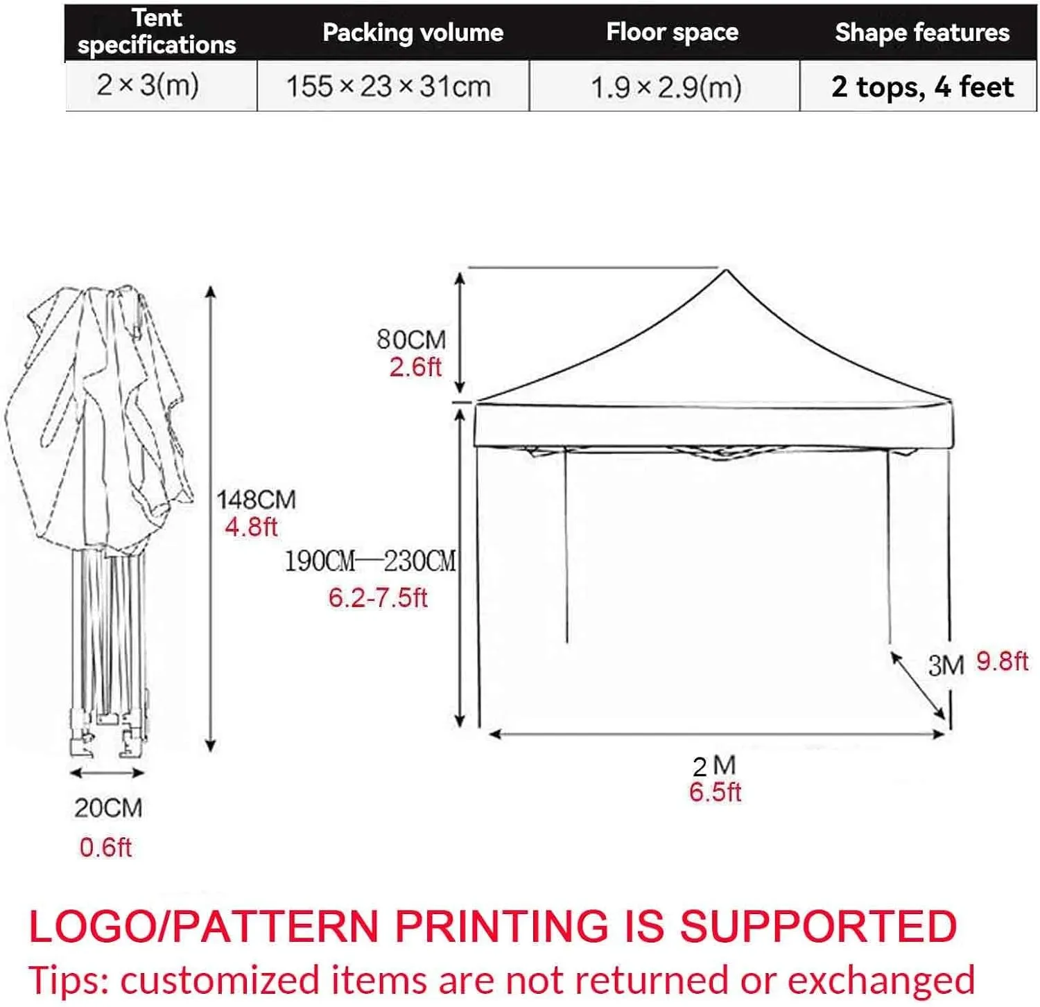 Outdoor Canopy Tent, Advertising Folding Tent Canopy 6 X 10, Enlarged Double-Layer Umbrella, Rainproof, Easy to Install, Custom Logo and Size(Yellow)