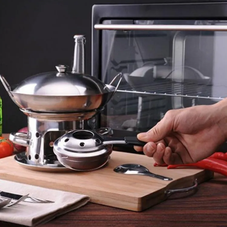 Outdoor Mini Stainless Steel Handle Alcohol Stove Camping Fuel Small Hot Pot Windproof Alcohol Stove, Size:9.5cm