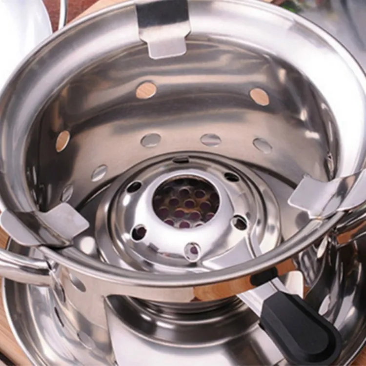 Outdoor Mini Stainless Steel Handle Alcohol Stove Camping Fuel Small Hot Pot Windproof Alcohol Stove, Size:9.5cm