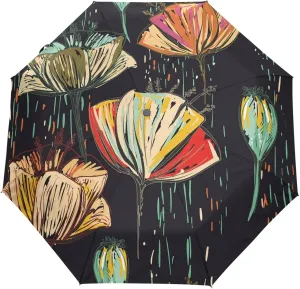 Oyihfvs Auto Open/Close Folding Umbrella, Strong Lightweight Travel Rain Umbrella, Portable Automatic Compact Sun Parasol with UV Protection