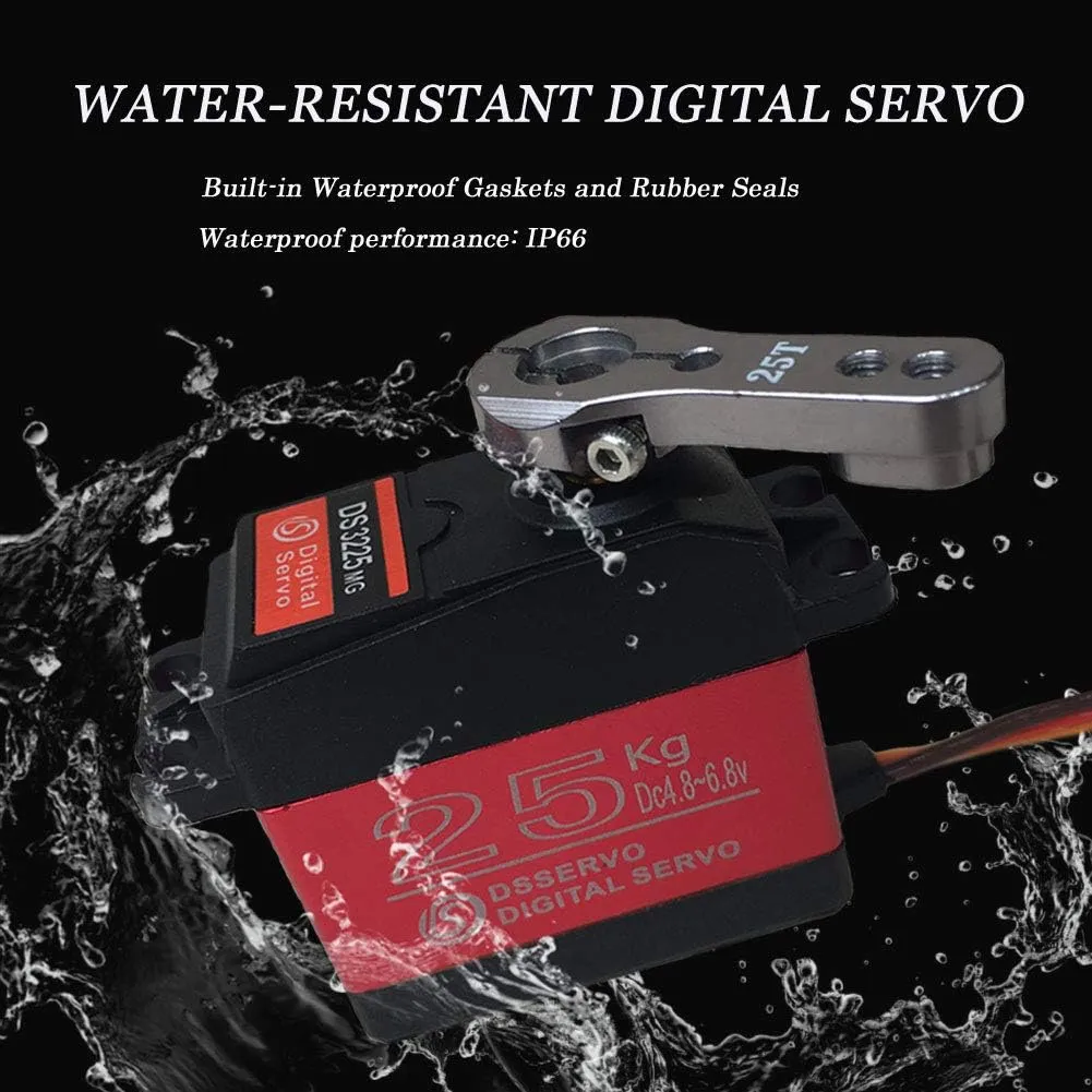 Pack of 2 Digital Servo 25KG Full Metal Gear High Torque Waterproof for RC Car Crawler Robot