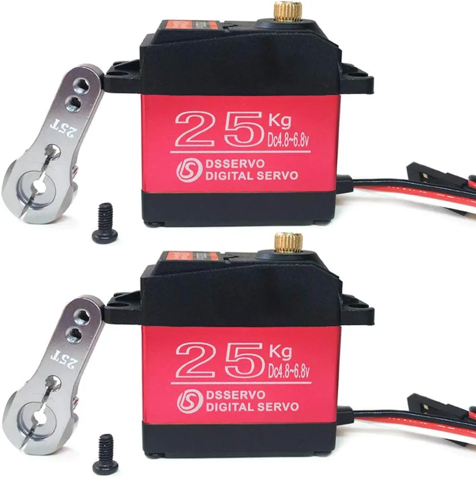 Pack of 2 Digital Servo 25KG Full Metal Gear High Torque Waterproof for RC Car Crawler Robot