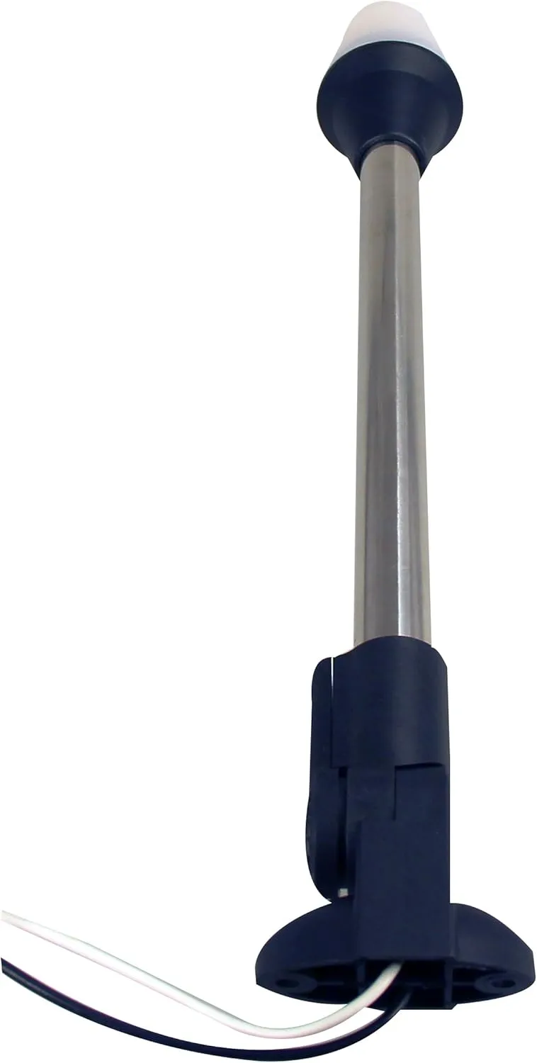 Pactrade Marine All-Round Boat Navigation Lights - 16-Inch Incandescent White Stern Light (Surface Mount, Fold-Down Base) - Boat Accessories for Pontoon, Yacht, Kayak