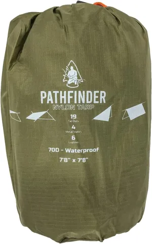 Pathfinder Waterproof Nylon Tarp, OD Green, 7'8" x 7'8", Lightweight, Water-repellent, for Hiking, Tactical, Camping Use