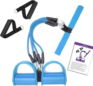 Pedal Resistance Band, 4-Tube Elastic Pull Rope, Sit-up Equipment, Yoga Strap Bodybuilding Expander, Exercise Bands, Fitness Equipment for Abdomen, Waist, Arm, Leg Stretching Slimming Training