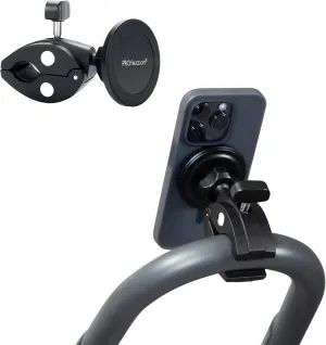 Phone Holder Mount Magnetic Accessories: Fitness Equipment Gym Motorcycle Handlebar, Exercise Bike, Treadmill, Stroller, Cart, for Magsafe iPhone 16 15 14 13 12 Plus Pro Max & All Phone Stand Clamp