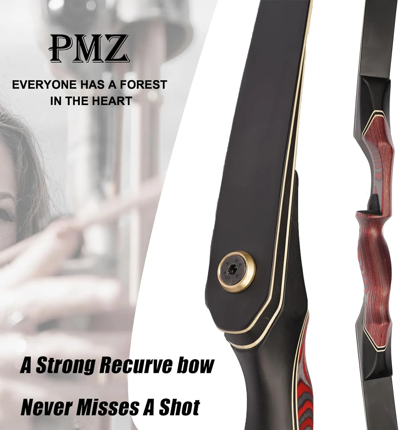 PMZ Recurve Bow and Arrow Set, Newset Professional Aldults Archery Hunting Bow Kit, 60'' Wooden Takedown Bow, for Youth Beginners to Advanced Outdoor Practice & Hunting, Right Hand, 20-60 lbs