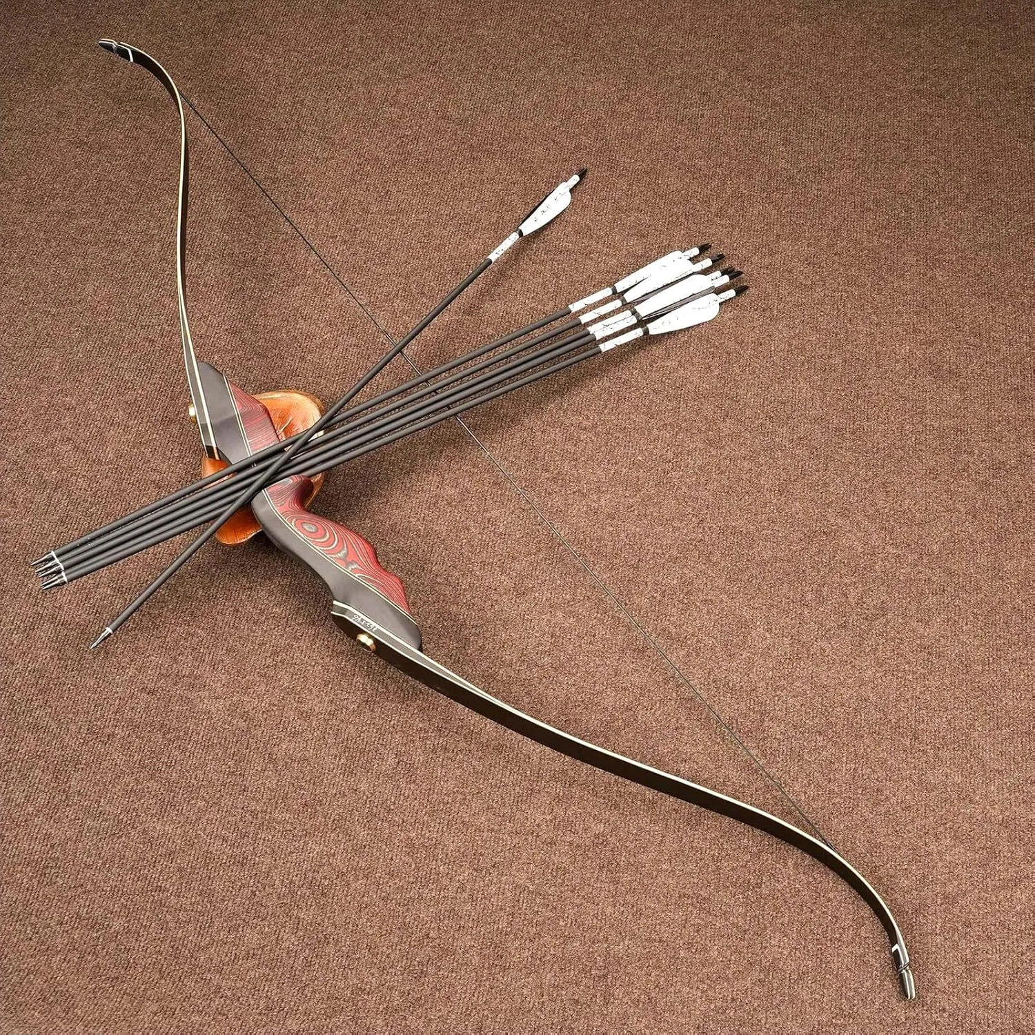 PMZ Recurve Bow and Arrow Set, Newset Professional Aldults Archery Hunting Bow Kit, 60'' Wooden Takedown Bow, for Youth Beginners to Advanced Outdoor Practice & Hunting, Right Hand, 20-60 lbs