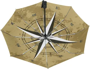 Poeticcity Auto Open/Close Folding Umbrella, Strong Inner Print Travel Rain Umbrella, Portable Automatic Compact Anti-UV Sun Parasol