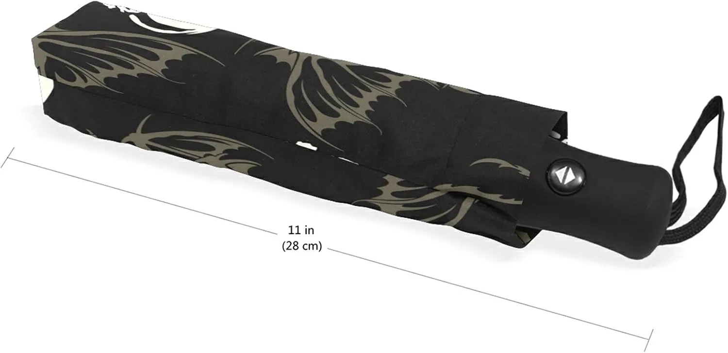 Poeticcity Auto Open/Close Folding Umbrella, Strong Inner Print Travel Rain Umbrella, Portable Automatic Compact Anti-UV Sun Parasol
