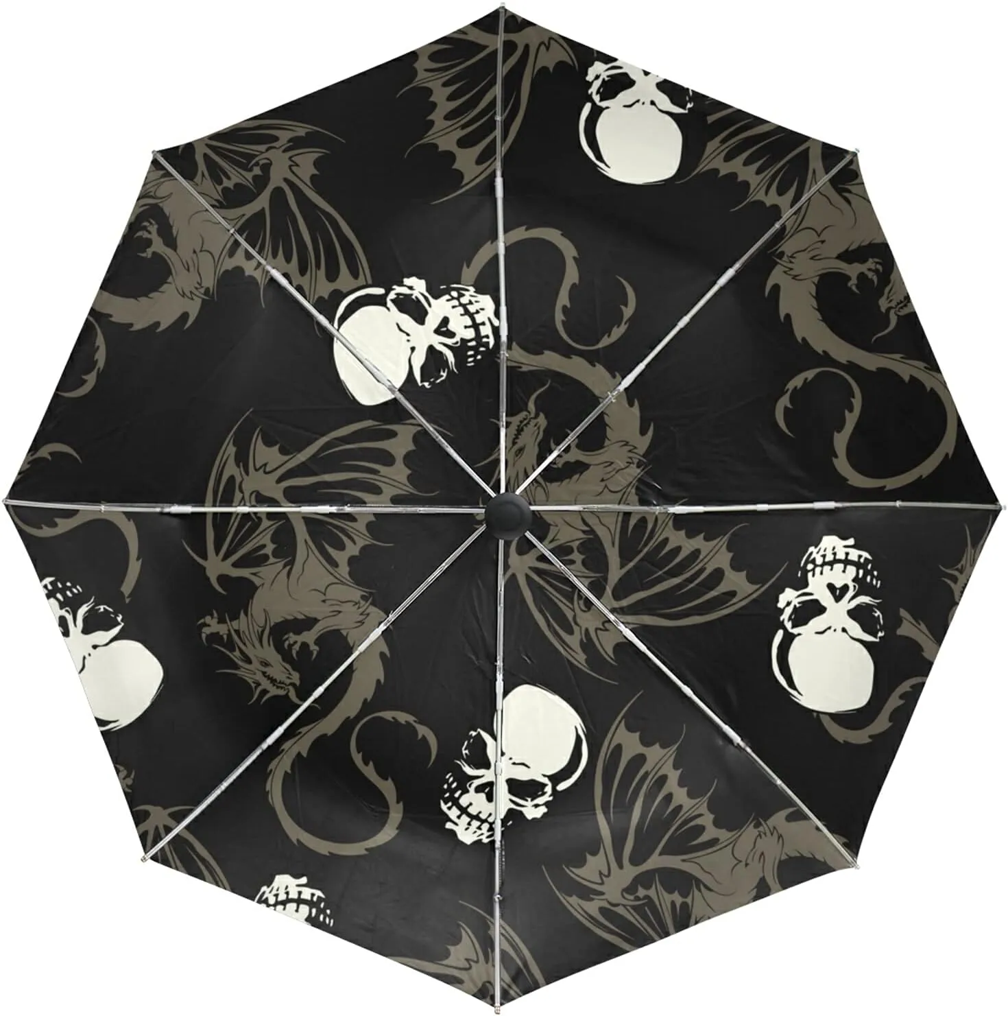 Poeticcity Auto Open/Close Folding Umbrella, Strong Inner Print Travel Rain Umbrella, Portable Automatic Compact Anti-UV Sun Parasol