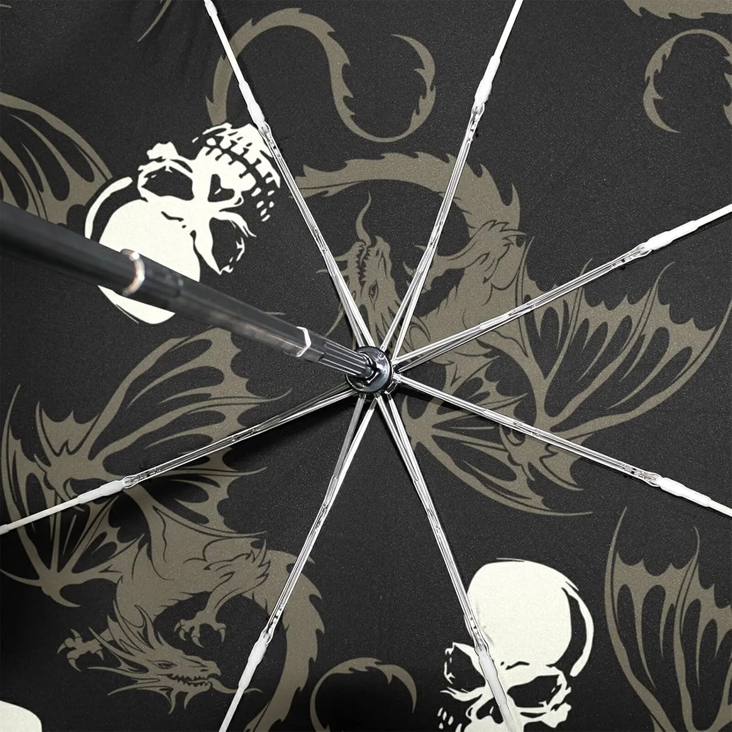 Poeticcity Auto Open/Close Folding Umbrella, Strong Inner Print Travel Rain Umbrella, Portable Automatic Compact Anti-UV Sun Parasol