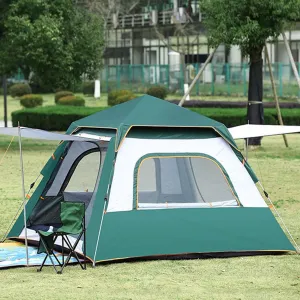 Pop Up Tent for 4-5 Person, Automatic Instant Tent for Family, Dome Tent with Mesh Windows-Ventilation,Camping Tent for Festival Party,Quick to Set Up (Color : Green)