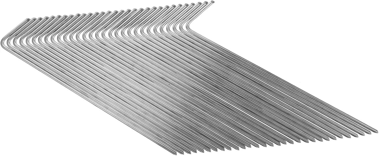 POPETPOP 30pcs Aluminum Tent Stakes for Camping Curved Tent Pegs for Tarp and Canopy Heavy Duty Ground Nails for Outdoor Activities Sand and Garden Use