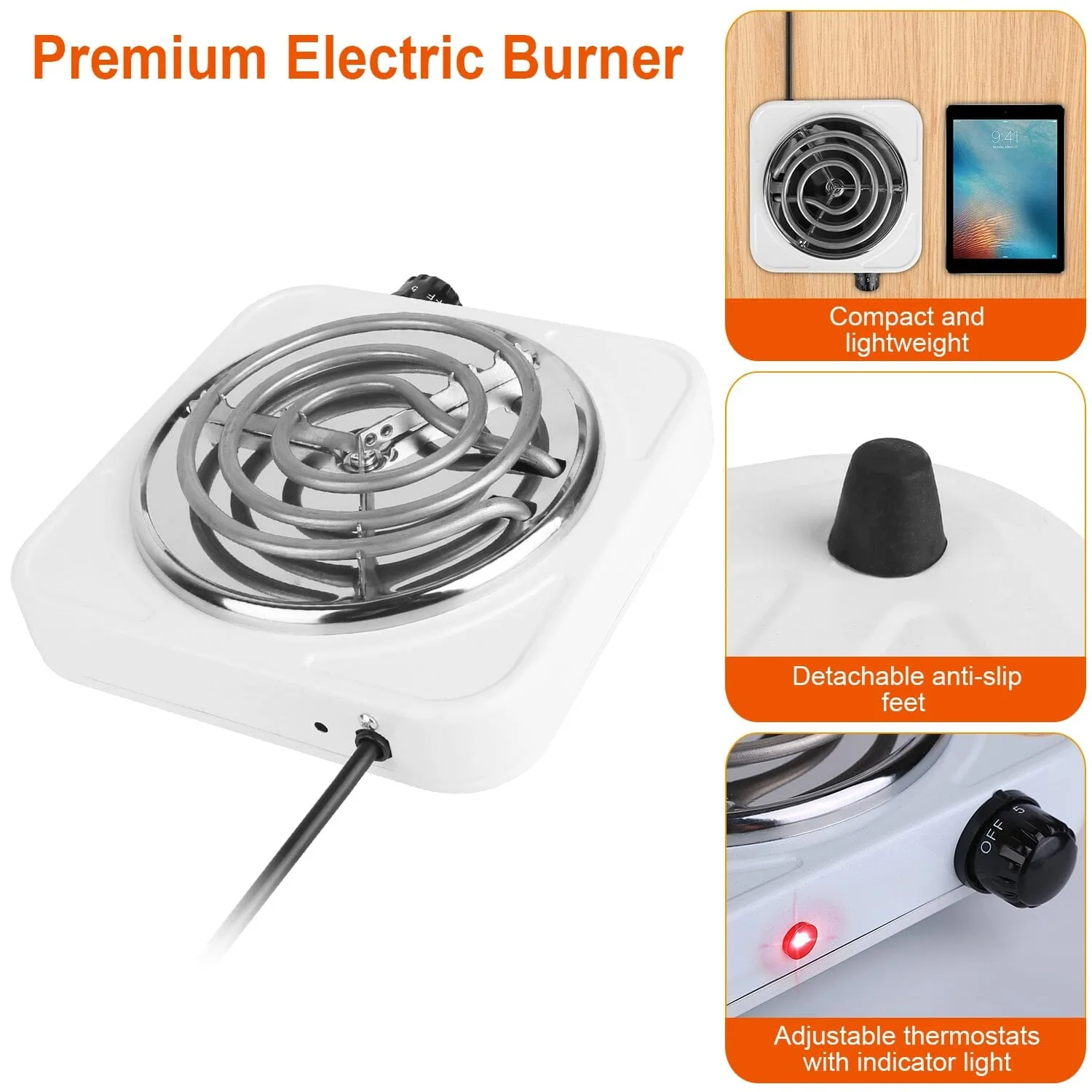 Portable Coil Heating Hot Plate Stove Countertop