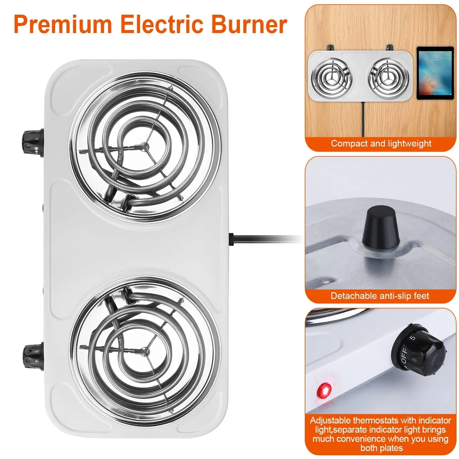 Portable Coil Heating Hot Plate Stove Countertop