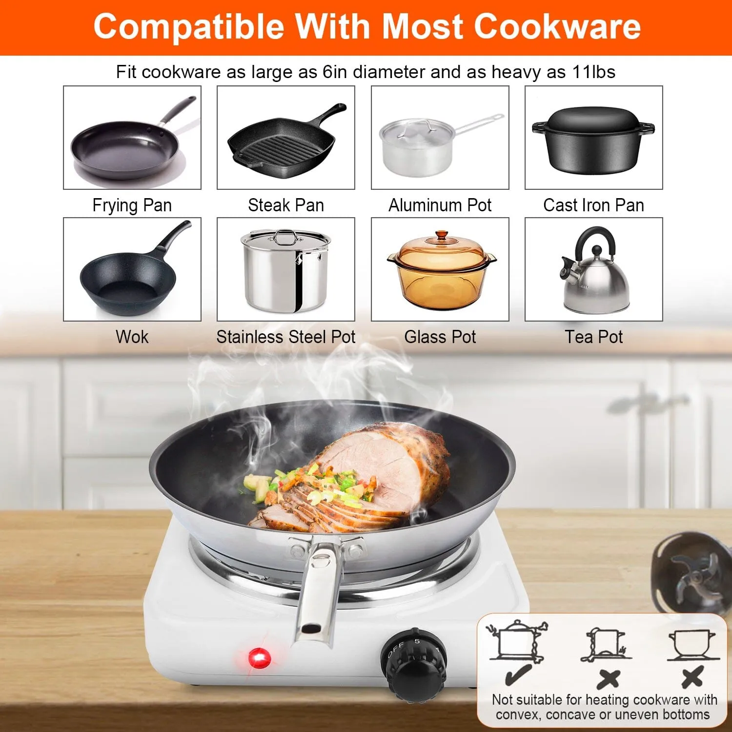 Portable Coil Heating Hot Plate Stove Countertop