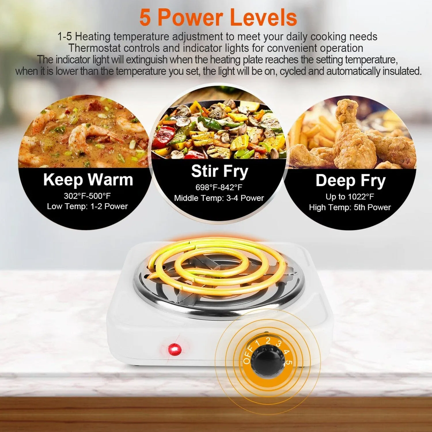 Portable Coil Heating Hot Plate Stove Countertop