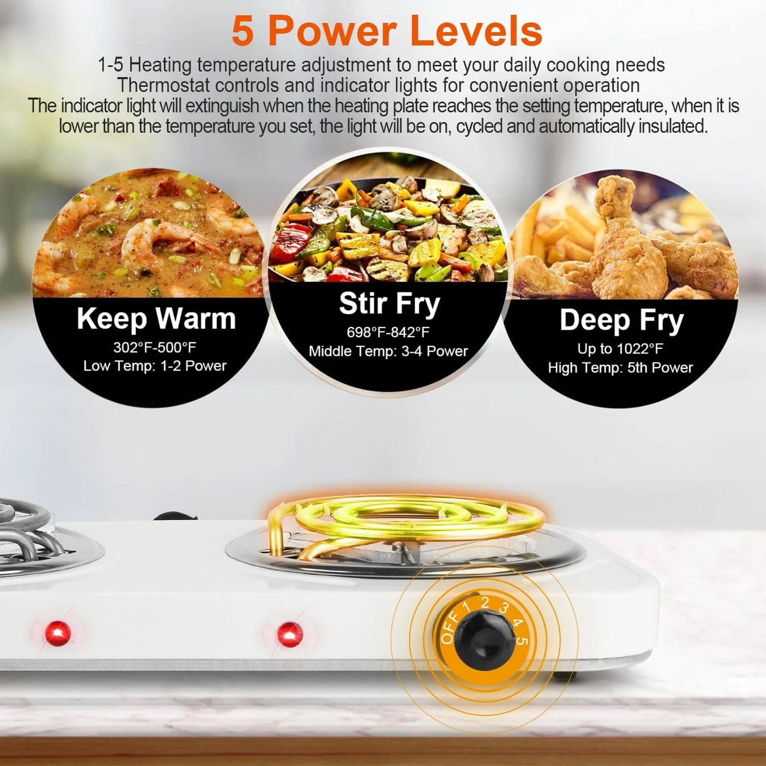 Portable Coil Heating Hot Plate Stove Countertop