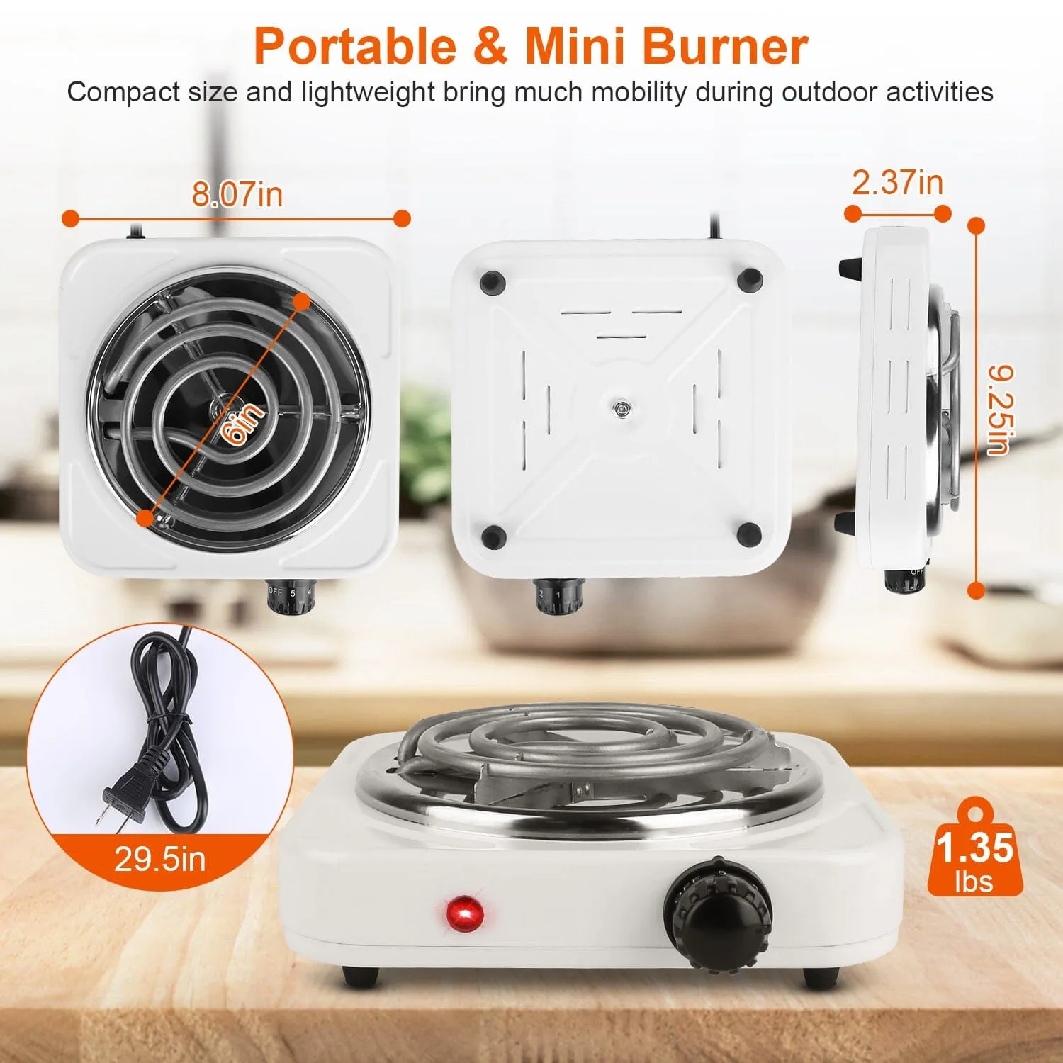 Portable Coil Heating Hot Plate Stove Countertop