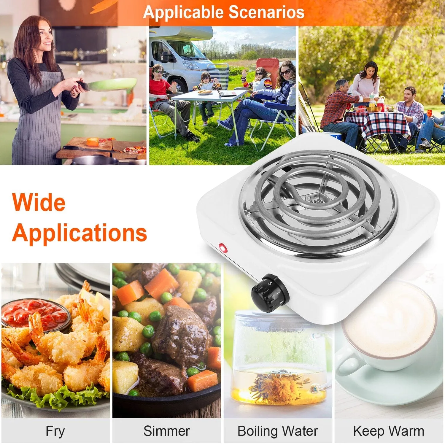 Portable Coil Heating Hot Plate Stove Countertop