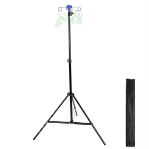 Portable Collapsible IV Pole Stand, Aluminum Alloy, 4 Hook 3 Leg, Adjustable Height ，for Hospitals, Clinics, Wheelchairs and Beds