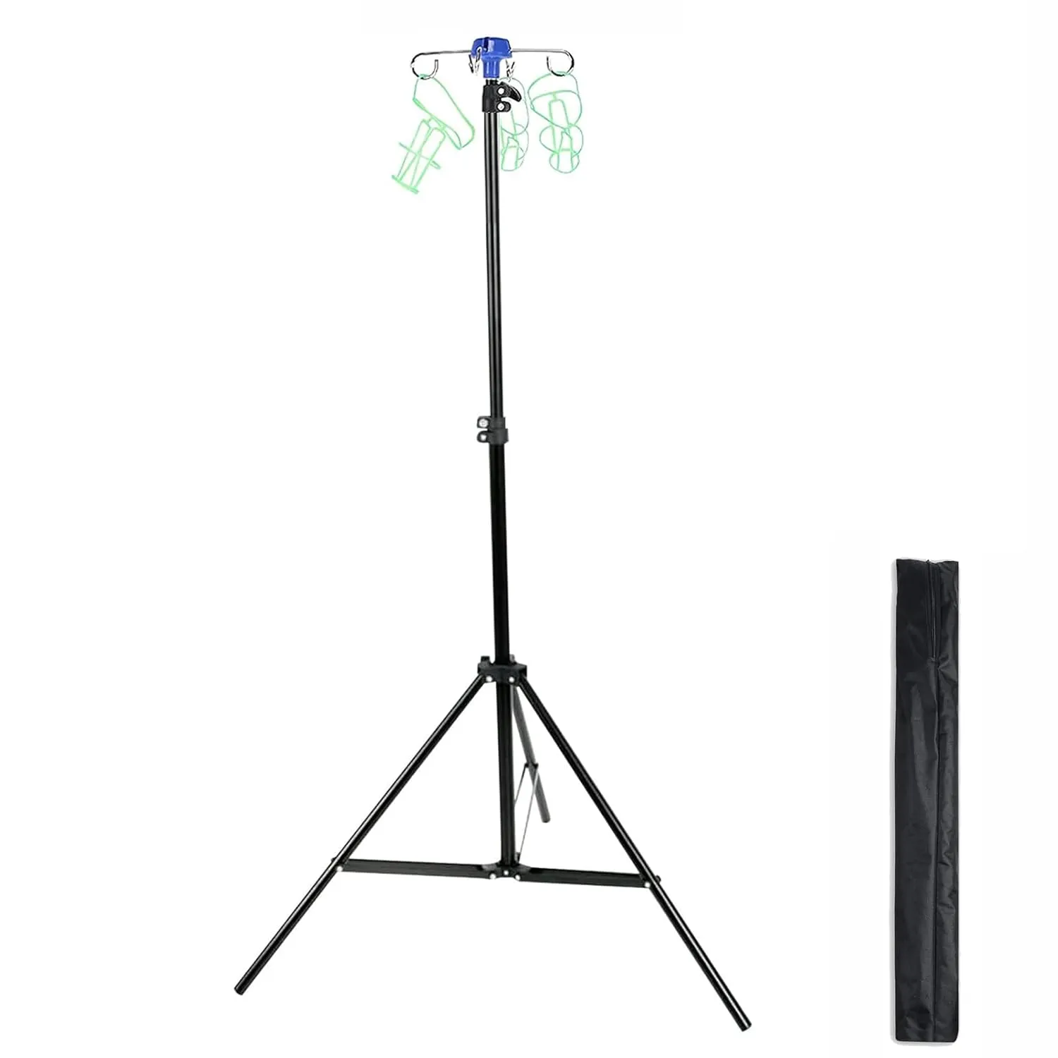 Portable Collapsible IV Pole Stand, Aluminum Alloy, 4 Hook 3 Leg, Adjustable Height ，for Hospitals, Clinics, Wheelchairs and Beds