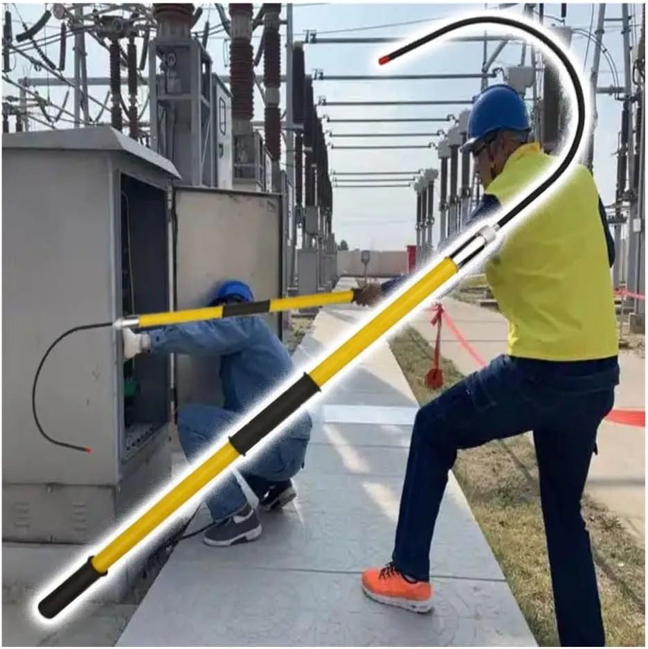 Portable High Voltage Insulated Rescue Hook, Electrocution Emergency Rescue Pole with Hook, Fire Electrician Factory Home(Yellow,3.3Ft)