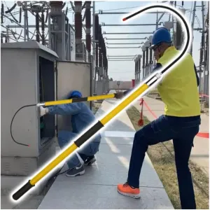 Portable High Voltage Insulated Rescue Hook, Electrocution Emergency Rescue Pole with Hook, Fire Electrician Factory Home(Yellow,3.3Ft)