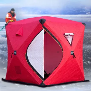 Portable Ice Fishing Shelter 3-4 People Quick-Open Winter Camping Tent Waterproofs Windproof Outdoor Cotton Warm Ice Fishing Tent