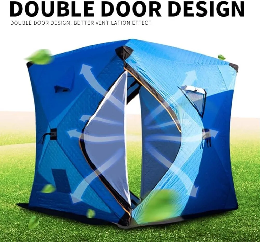 Portable Ice Fishing Shelter 3,4 People,Quick,Open Winter Camping Tent Waterproofs Windproof Outdoor Cotton Warm Ice Fishing Tent