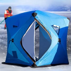 Portable Ice Fishing Shelter 3,4 People,Quick,Open Winter Camping Tent Waterproofs Windproof Outdoor Cotton Warm Ice Fishing Tent