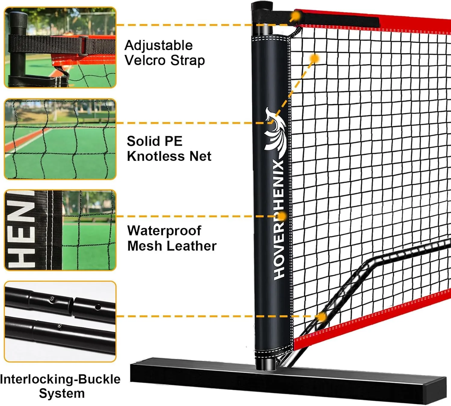 Portable Pickleball Net, Regulation Size 22FT and 11FT Half Court 2-in-1 Pickle Ball Net with 2 Pickleballs and Carry Bag for Driveway, Backyard, Street, Weather Resistance Steady Steel Frame