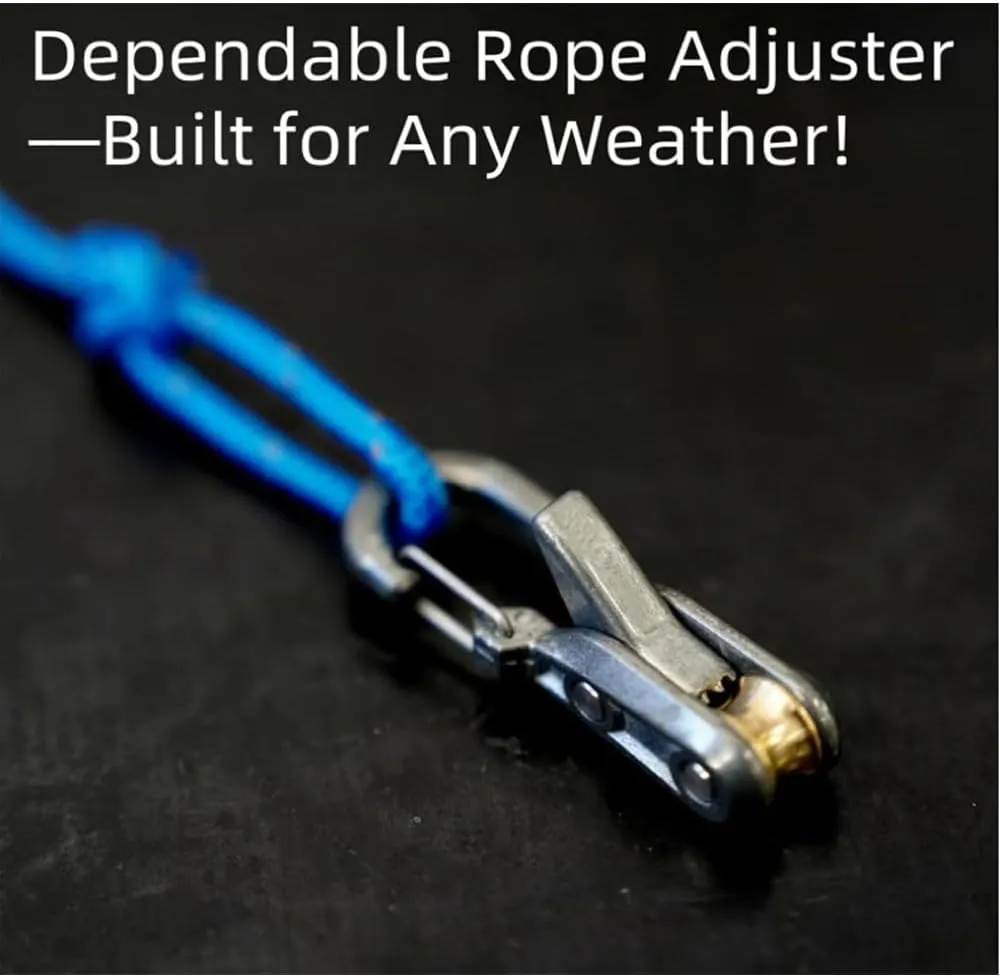 Praisety Rope Adjuster, No More Knots The Ultimate Outdoor Rope Adjuster, Ropeadjuster Tensioner Praisety, Ropes Control Outdoor Ropes Tension Adjusters, for Outdoors (2pcs, 1)