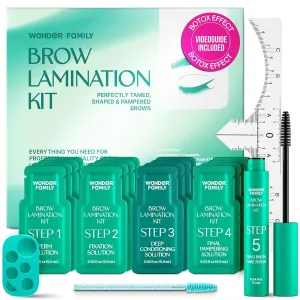 Pro Brow Brush Set for Lamination & Styling – Eyebrow Brushes Kit with 5-Step Brow Lamination Kit – Eye Brow Lamination Kit with Gel, Stencils & Serum – At Home Eyebrow Lamination Kit