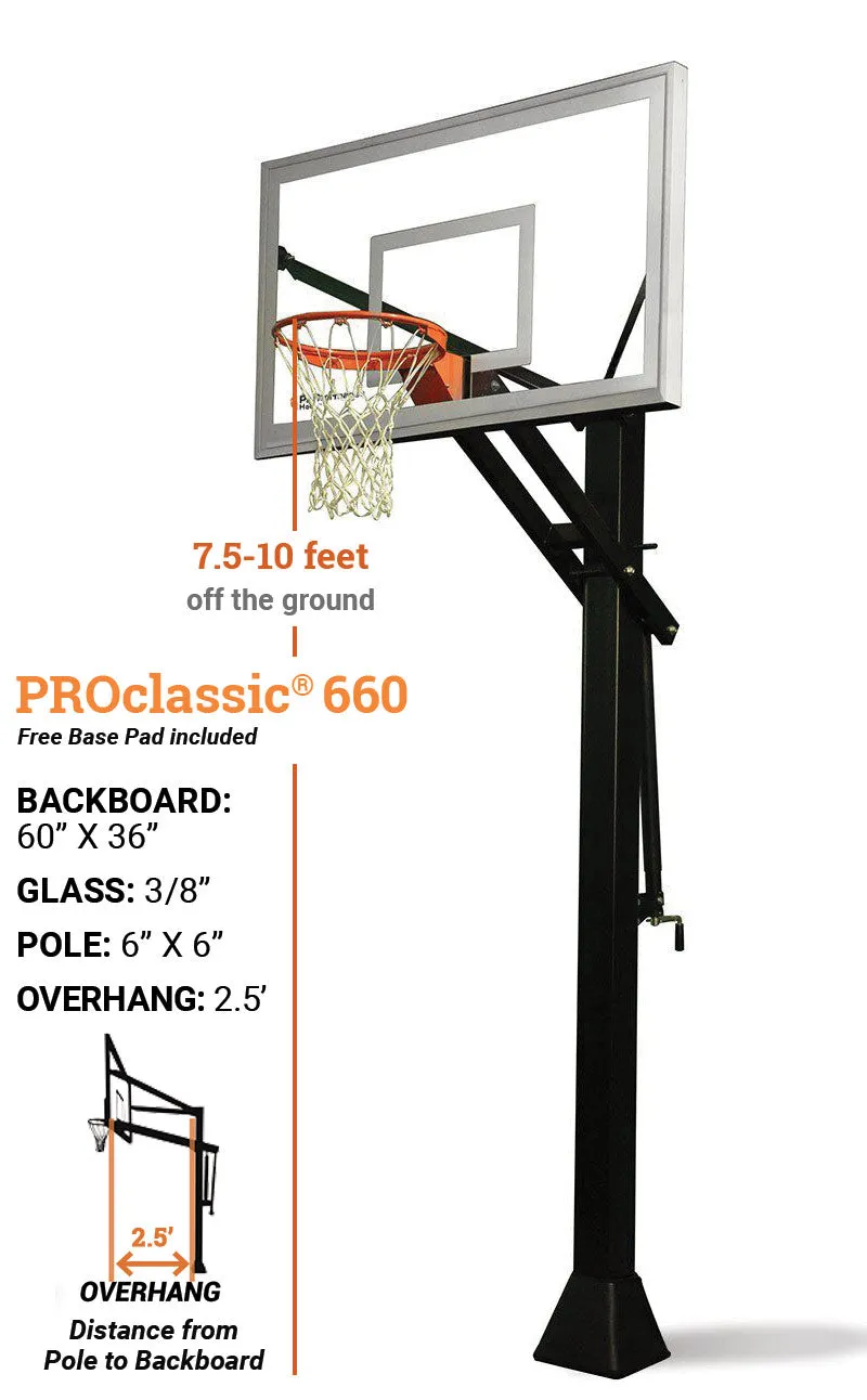 PROclassic® 660 – 60" Adjustable Basketball Hoop System