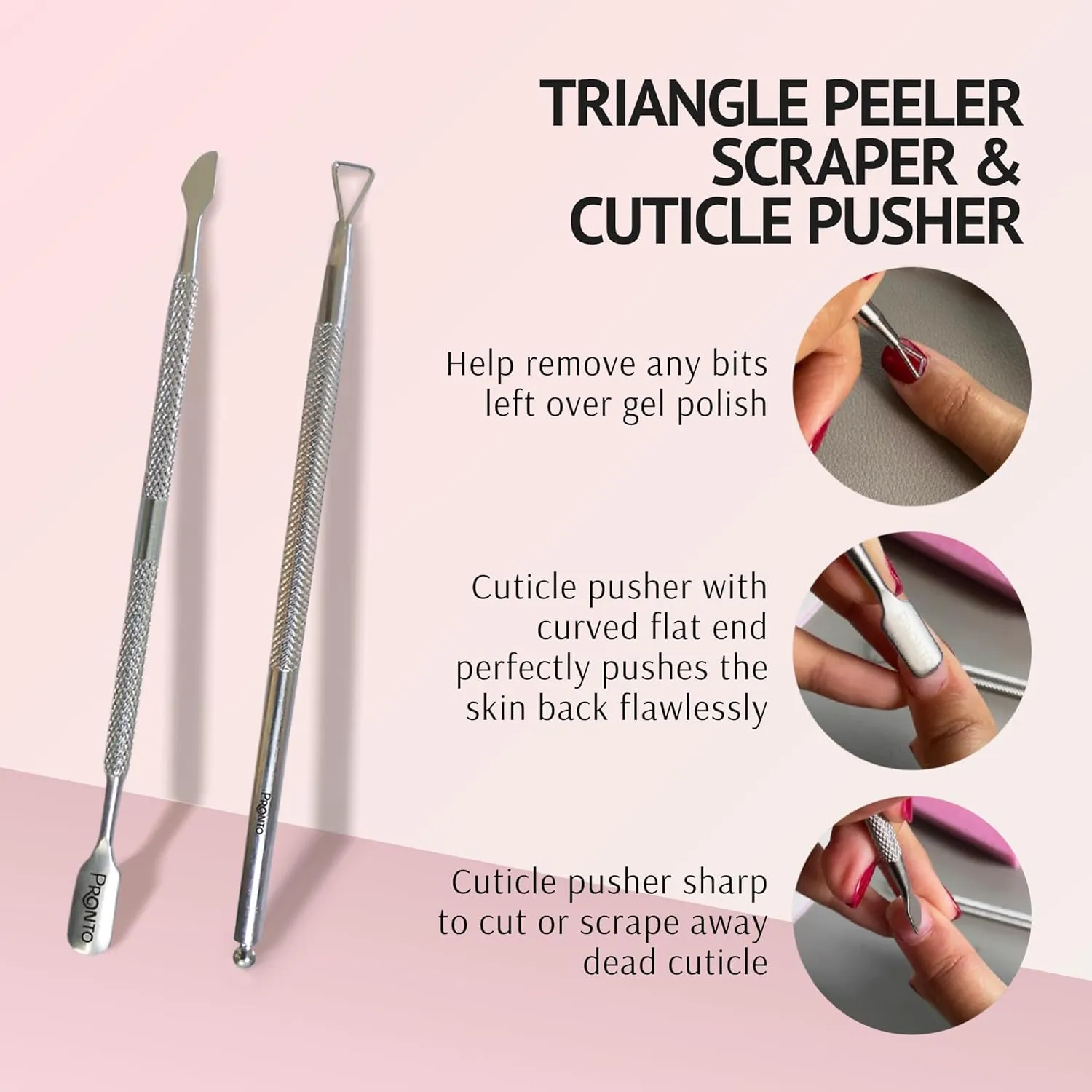 Pronto Pure Acetone 16 oz Nail Polish Remover Gel NailKit, Acrylic Nail Kit Including Cuticle pusher, Nail File, Nail Buffer, and Nail scraper- Ideal For Gel Nail Polish & Dip Powder Removal