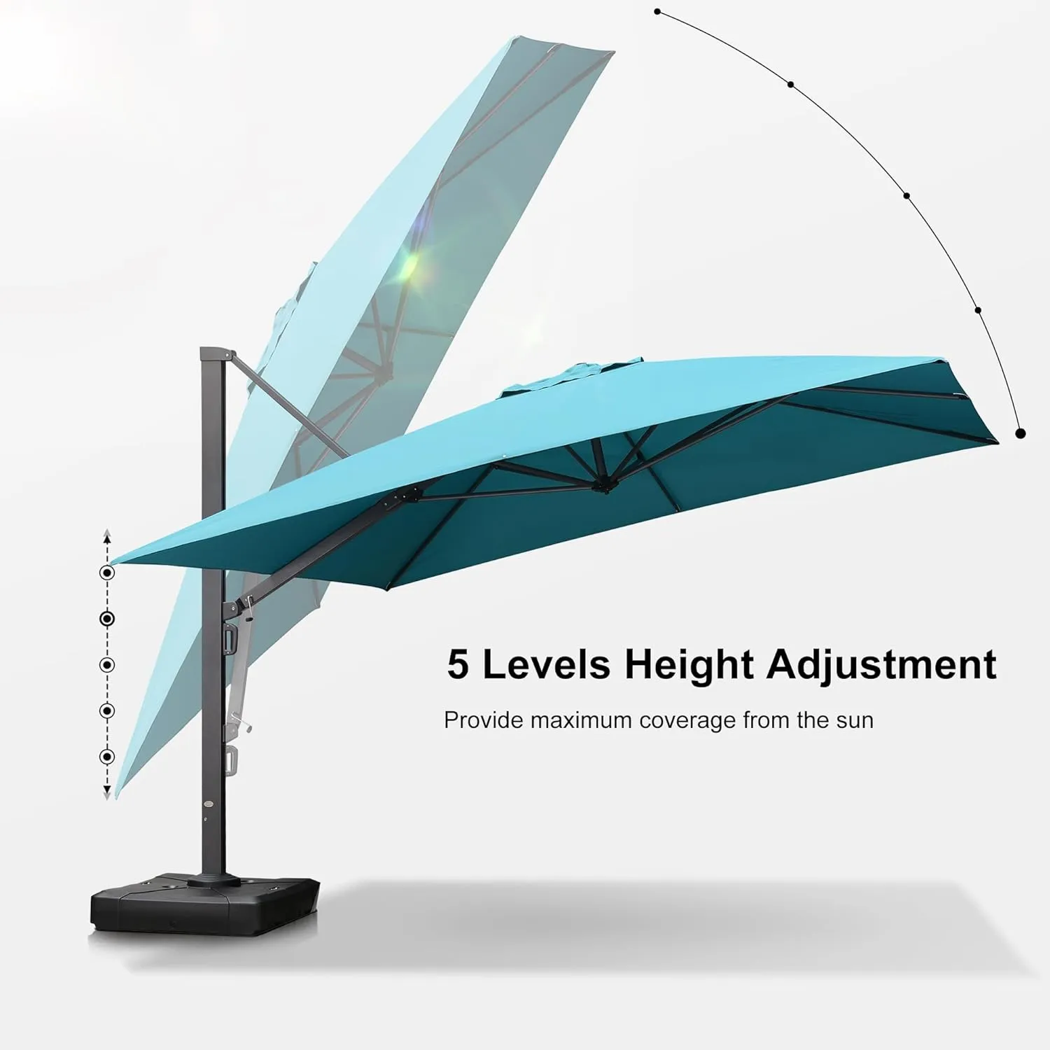 PURPLE LEAF 10' X 13' Rectangle Patio Umbrella Large Outdoor Aluminum Offset Umbrella with 360-degree Rotation Cantilever Umbrella for Garden Deck Backyard Pool, Turquiose Blue