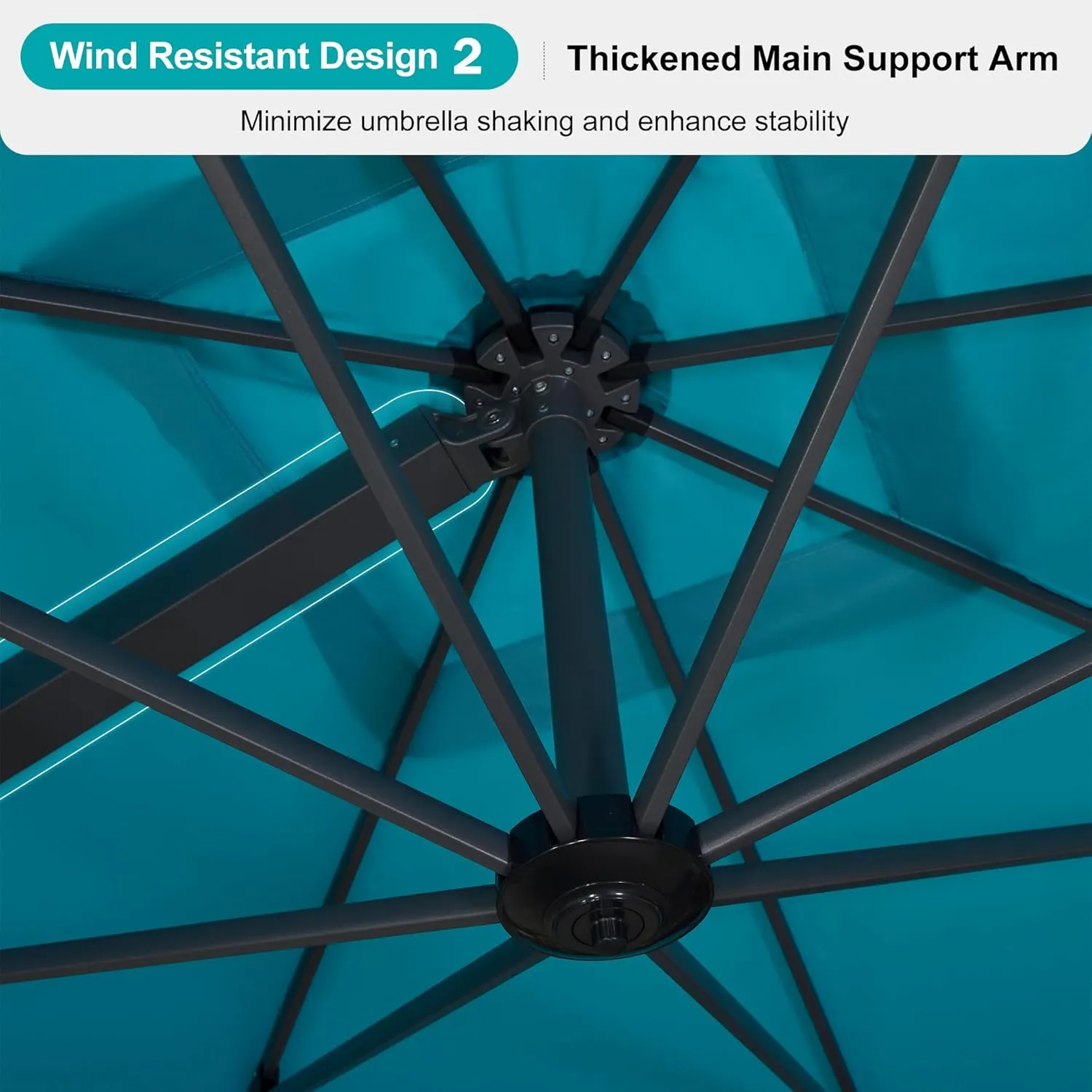 PURPLE LEAF 10' X 13' Rectangle Patio Umbrella Large Outdoor Aluminum Offset Umbrella with 360-degree Rotation Cantilever Umbrella for Garden Deck Backyard Pool, Turquiose Blue