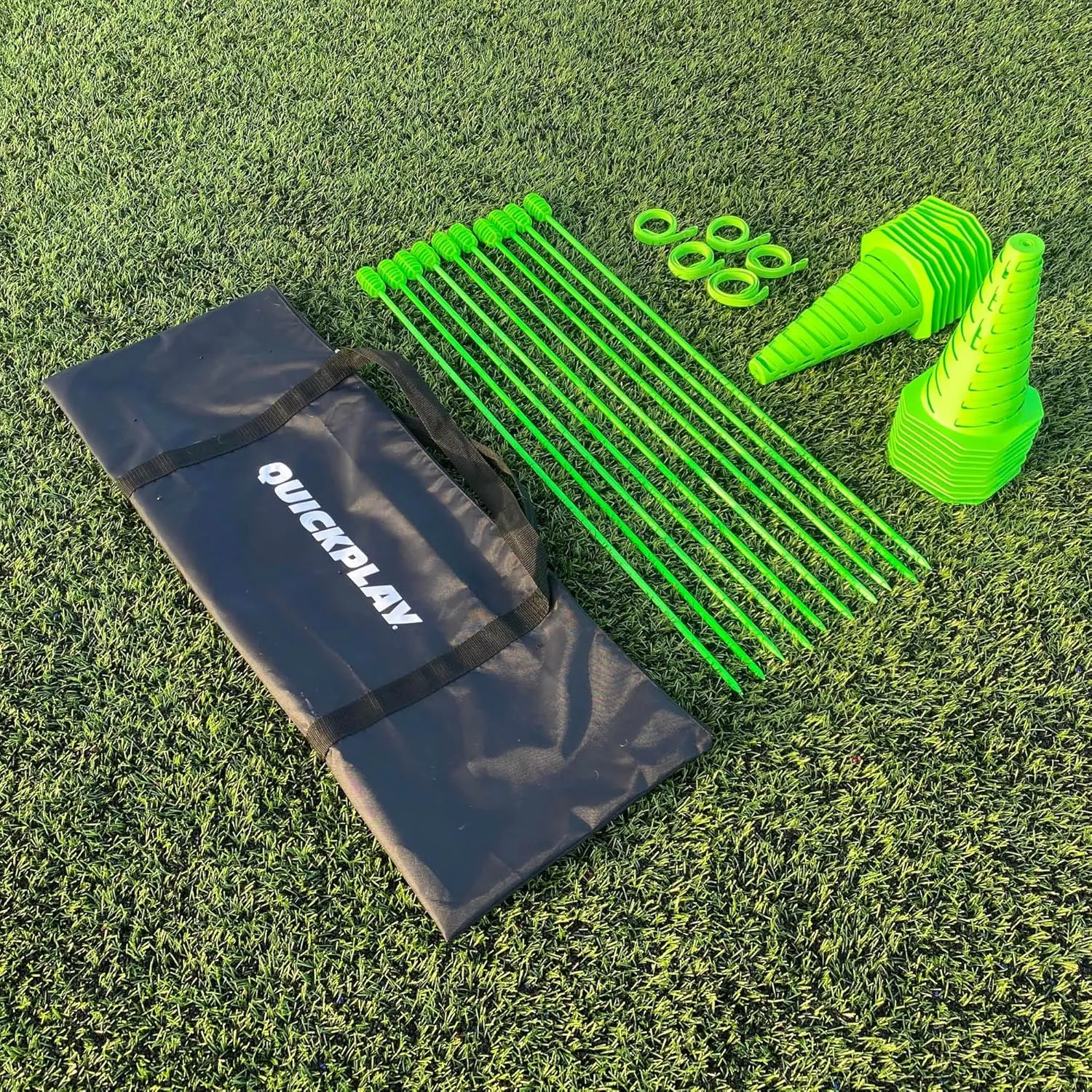 QUICKPLAY PRO Speed   Agility Set, Multi-Sport Training Agility Poles | Cones | Speed Hurdles | Soccer Tennis | Crowd Barrier