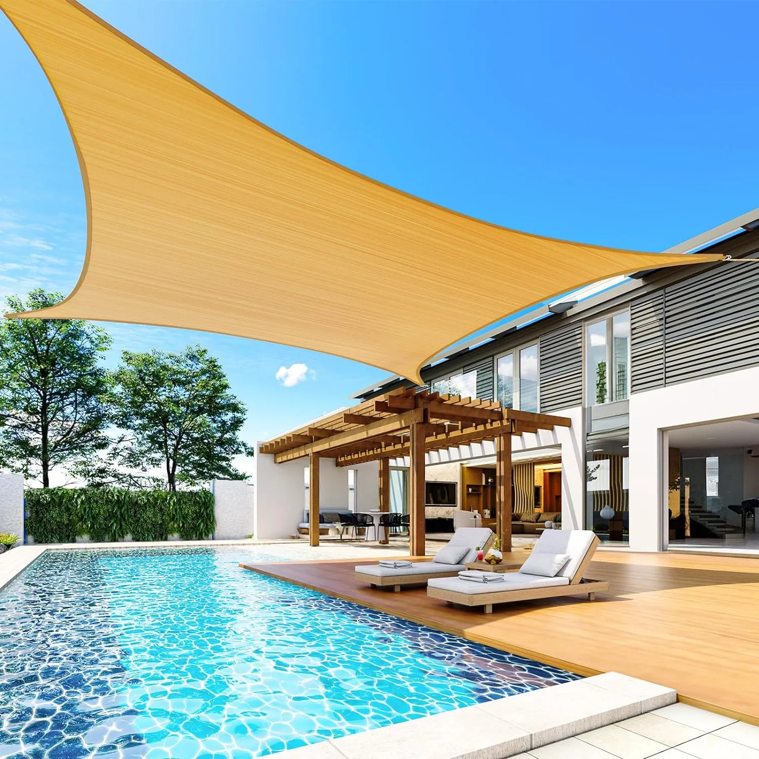 Quictent 20x26ft Sun Shade Sail for Patio, 185GSM Heavy Duty Rectangular Outdoor Sunshades UV Block Outside Canopy Cover for Backyard