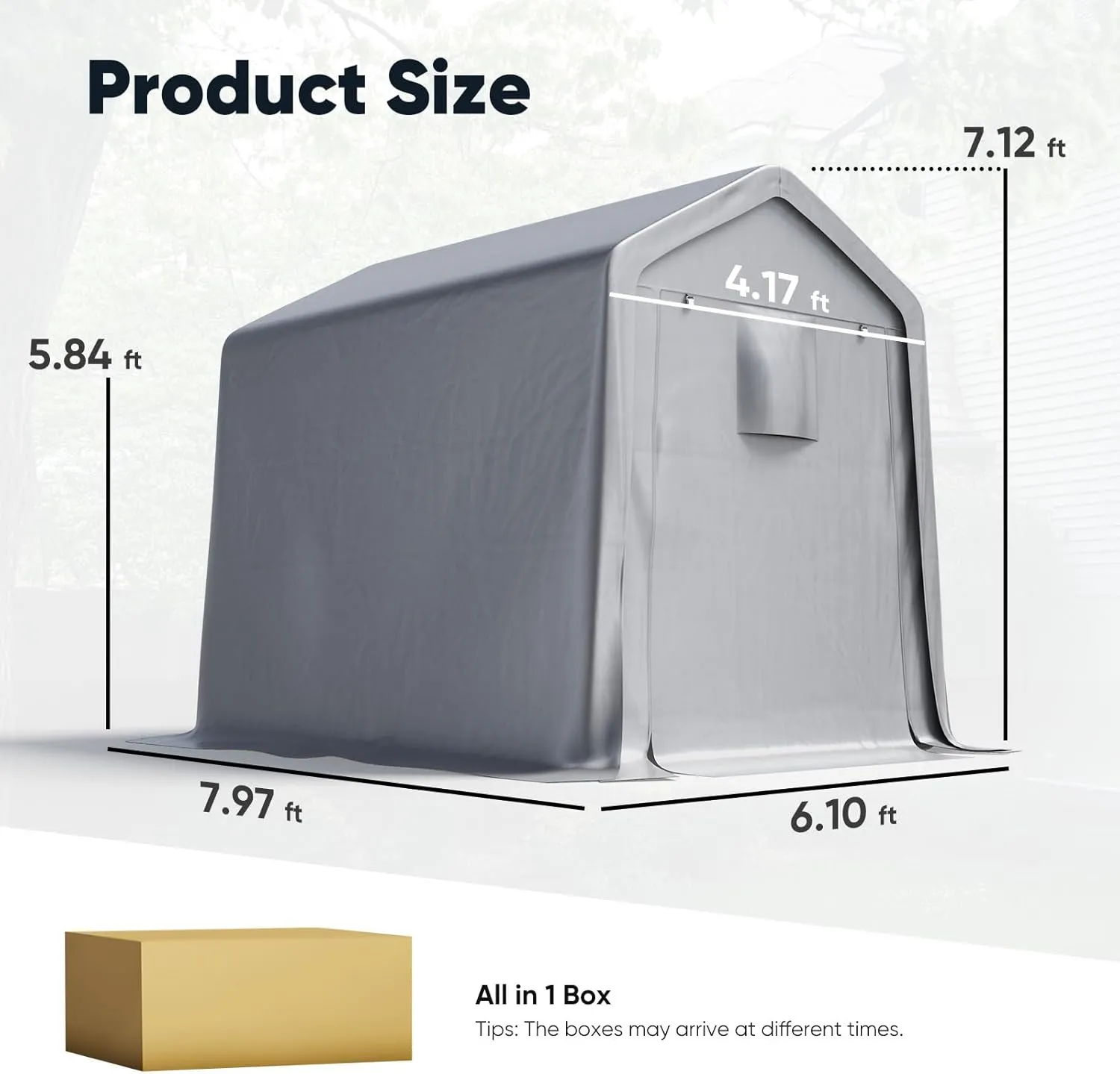 Quictent 6x8FT Carport Shelter with Roll-Up Mesh Windows & Reinforced Frame, Portable Garage Canopy for Motorcycle Storage, Outdoor Equipment, Patio Furniture Cover - Silver Gray