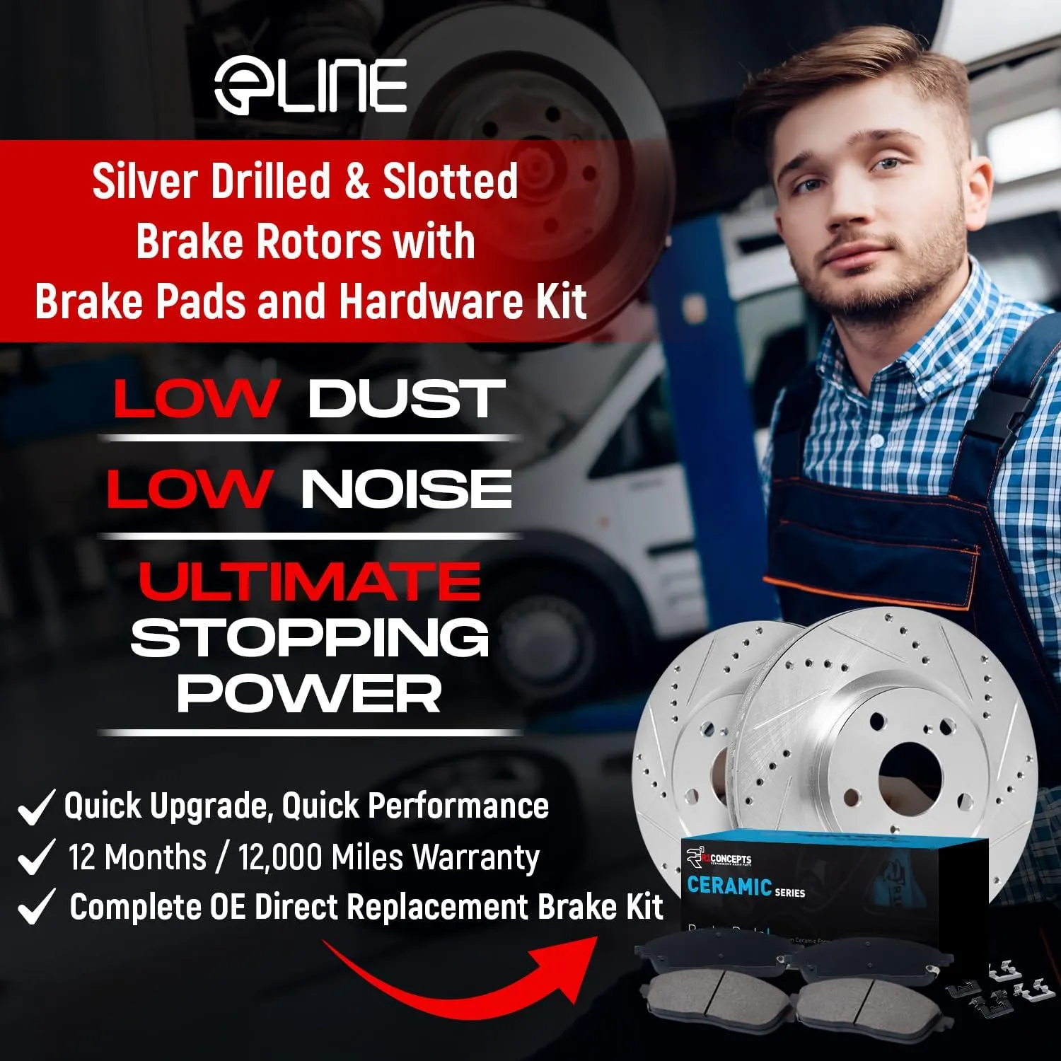 R1 Concepts Front and Rear Brakes and Rotors| Hardware Included| Front and Rear Ceramic Brake Pads and Rotors Kit| Fits 2005-2010 Honda Odyssey