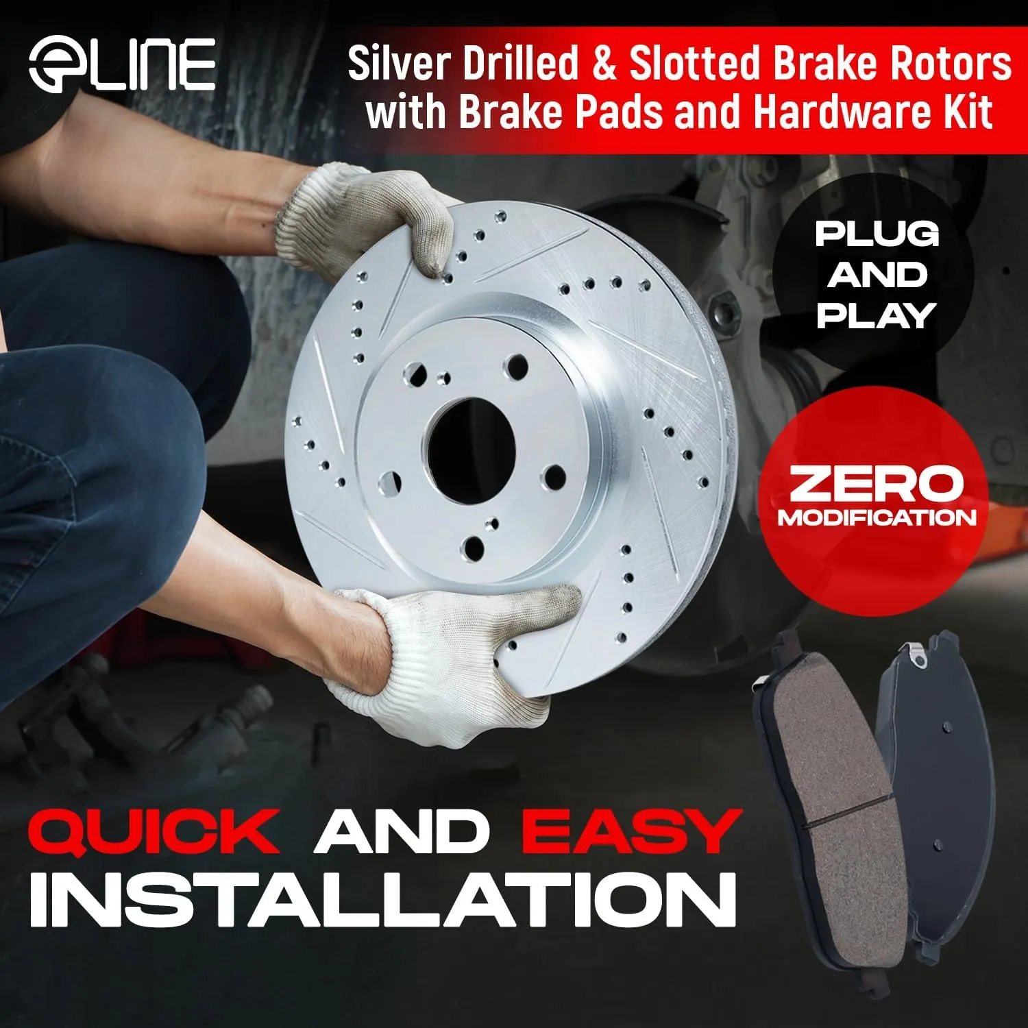 R1 Concepts Front and Rear Brakes and Rotors| Hardware Included| Front and Rear Ceramic Brake Pads and Rotors Kit| Fits 2005-2010 Honda Odyssey